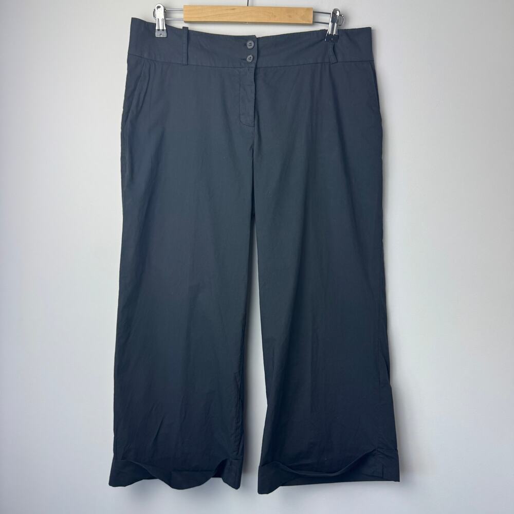 A.D.E.L.E. 1961 Ilario Black Wide Leg Pant 100% Cotton, Size 12 NEW